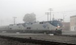 AMTK 56 & 130 lead train P092 northbound in a heavy fog